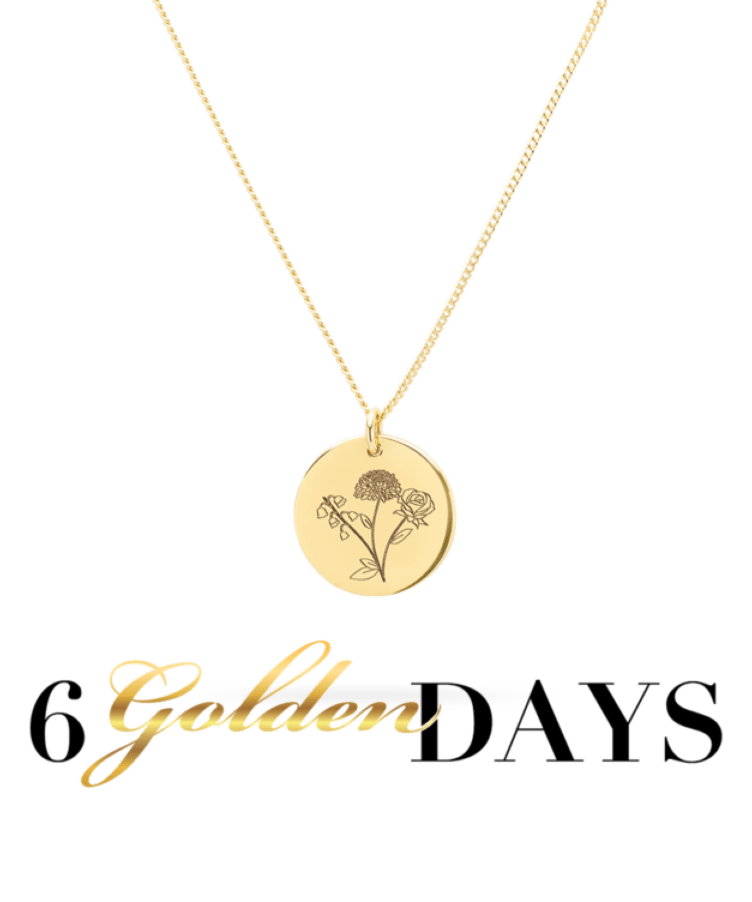 Familien Geburtsblumen Bouquet Münze Kette Gold