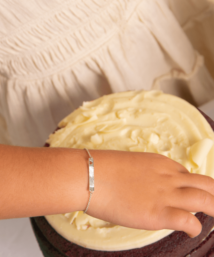 Kids Heart Fingerprint Bar Bracelet