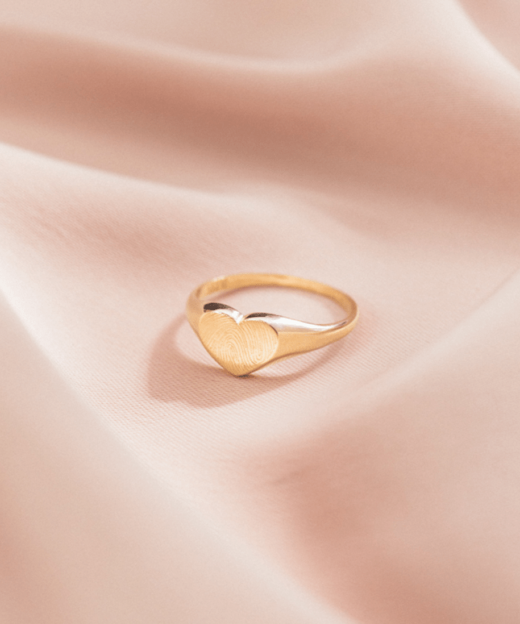 Fingerprint Heart Signet Ring