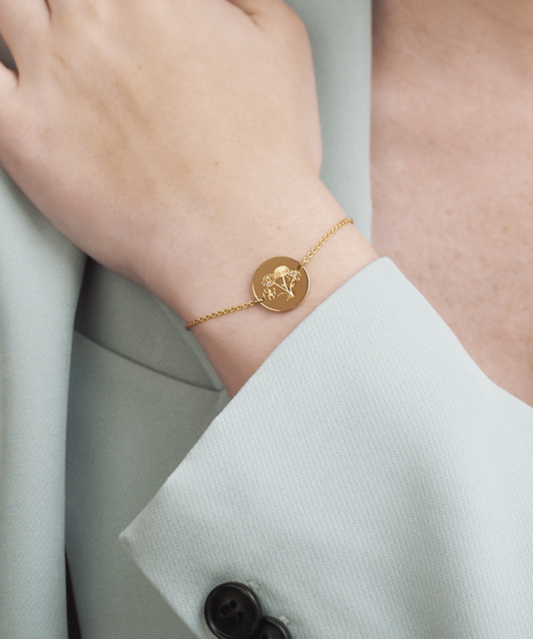 Family Birthflower Bouquet Coin Armband Deluxe