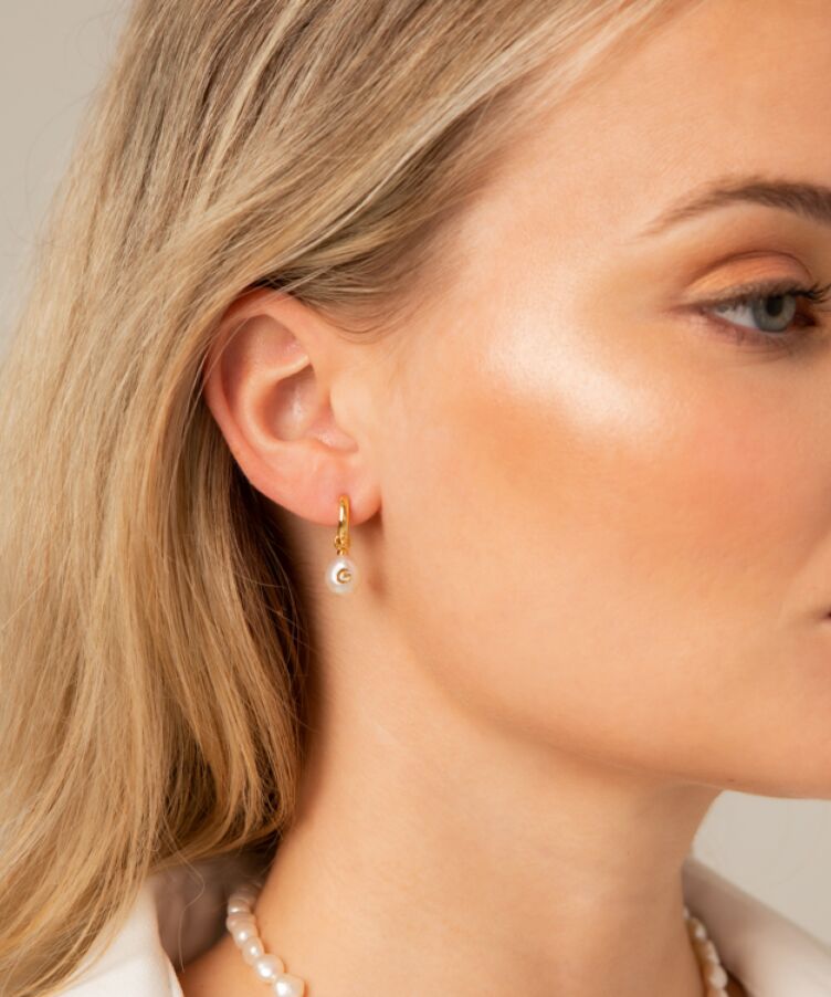 Grace Pearl Letter Earrings