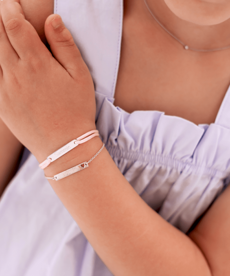 Kids Heart Fingerprint Bar Bracelet