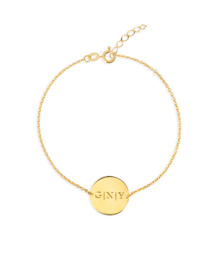 initial coin necklace goud