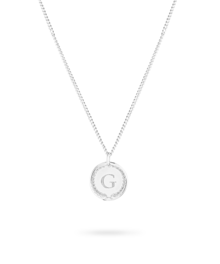 initial coin necklace goud