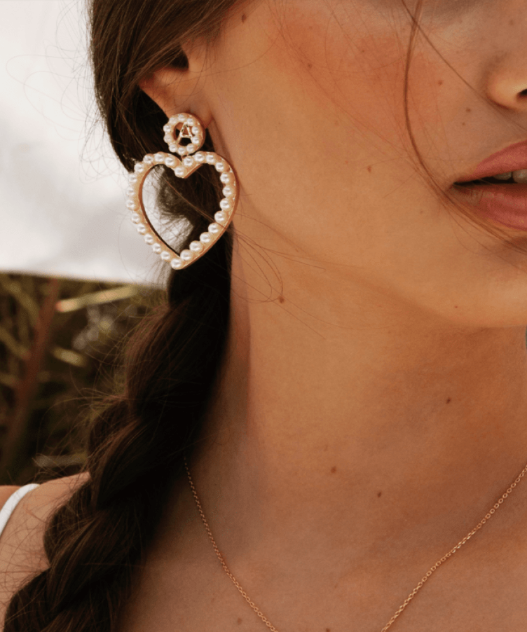 Pearl initial Heart Oorbellen