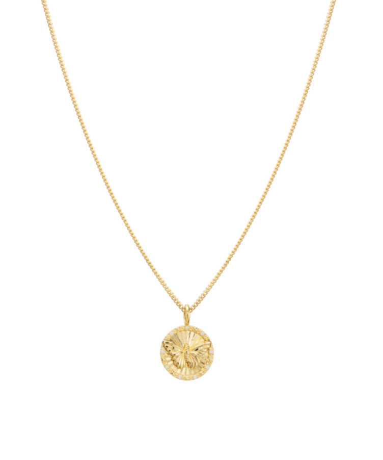 initial coin necklace gold