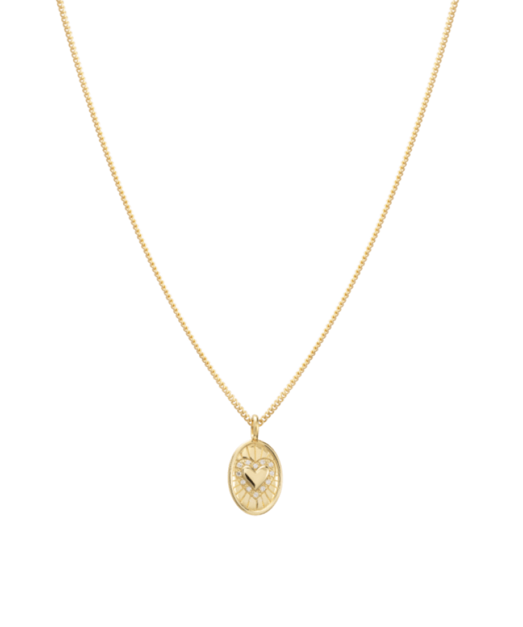 initial coin necklace goud