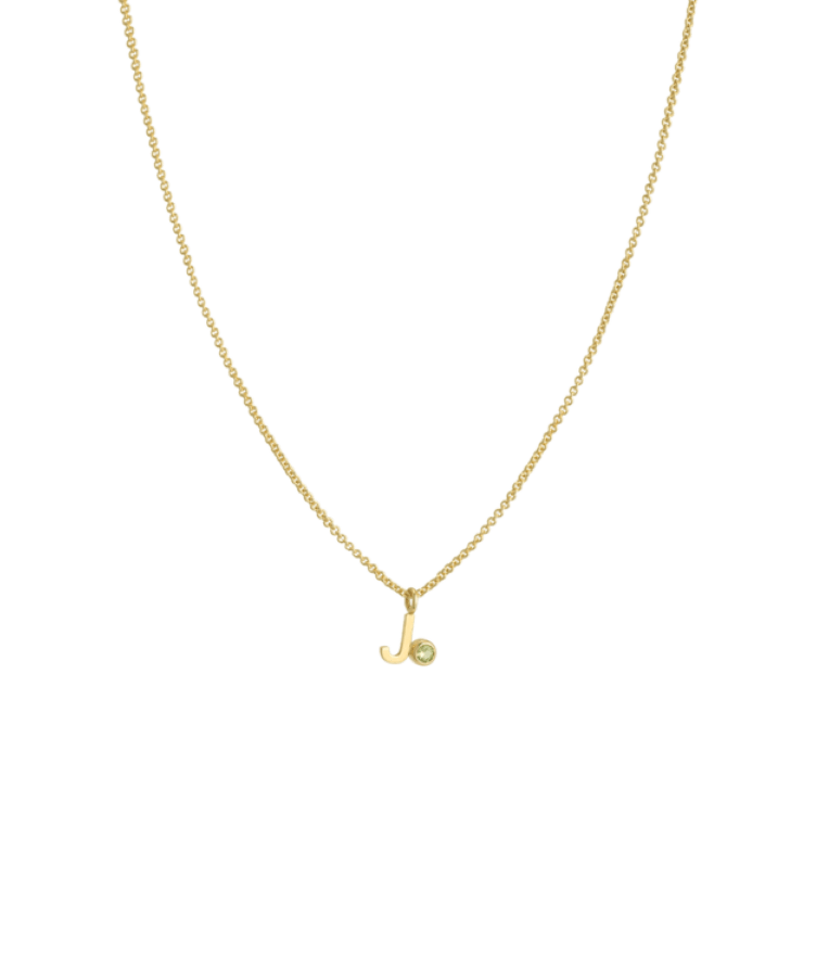 Single Letter + Birthstone Kette