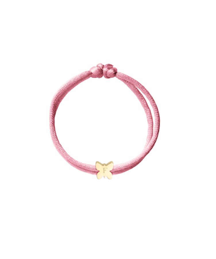 Kids Initial Butterfly Cord Armband