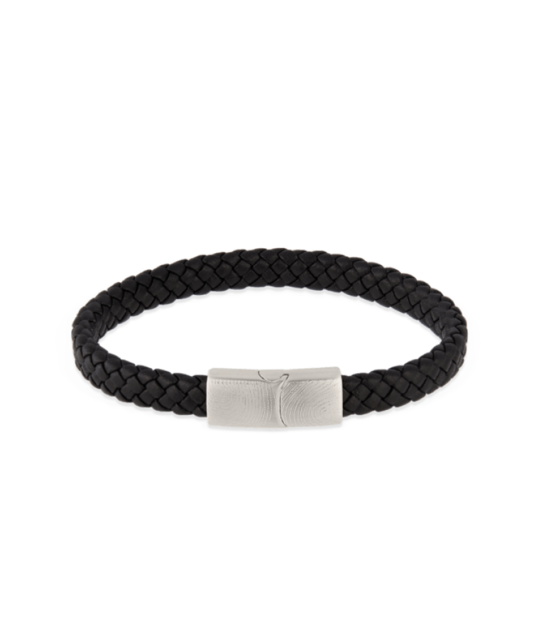 Men Leather Black Initial Bracelet Vedder Vedder