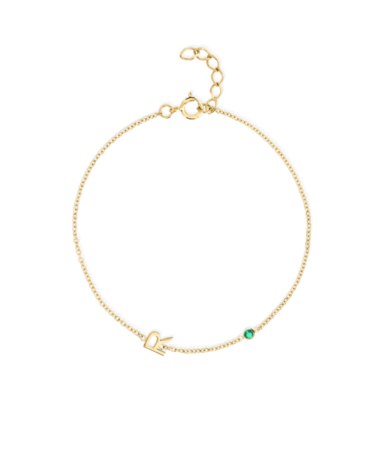 Buchstaben + Geburtsstein Armband