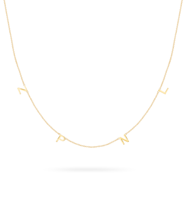 initial coin necklace goud