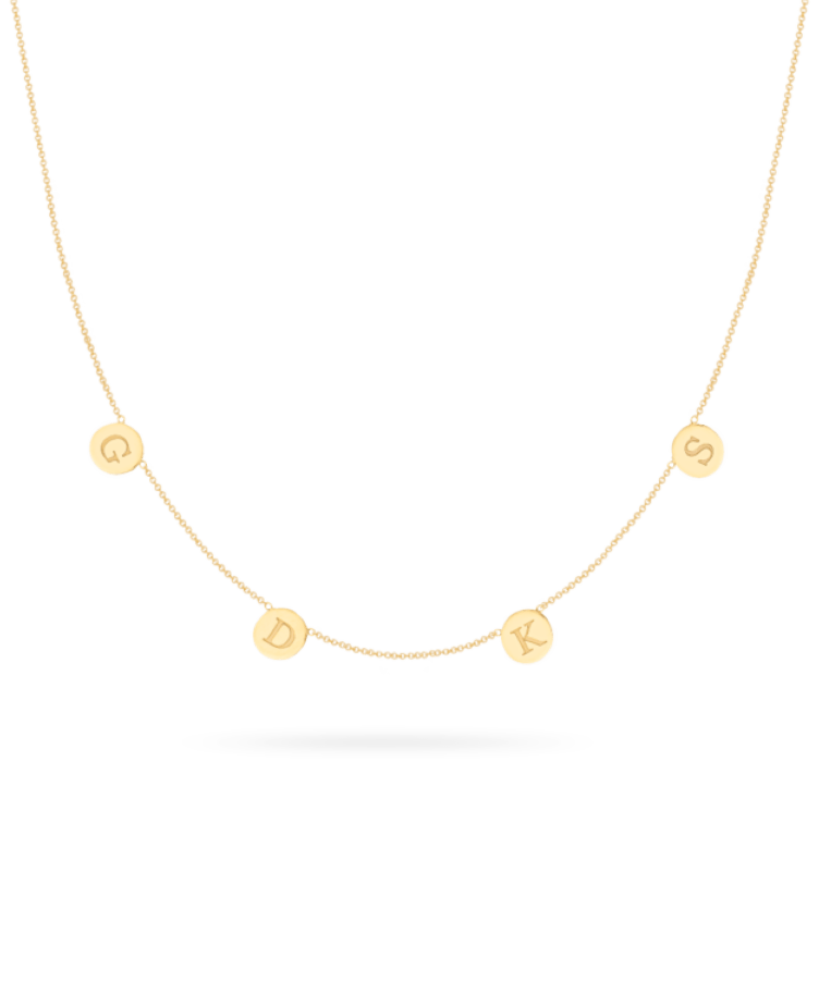 letter necklace goud