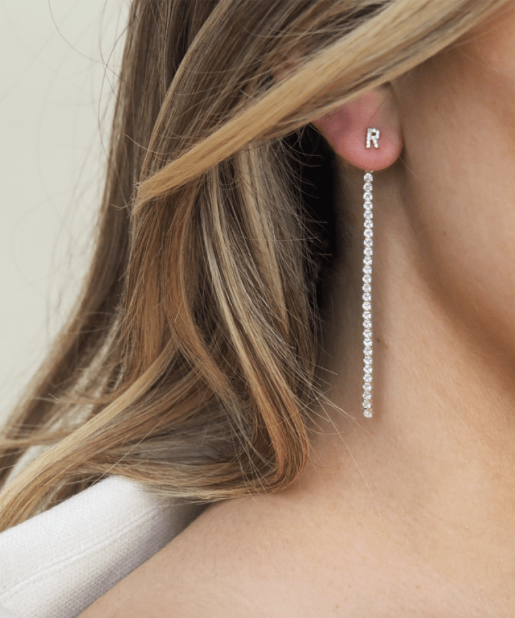 Single Lizzy Letter Tennis Earring
