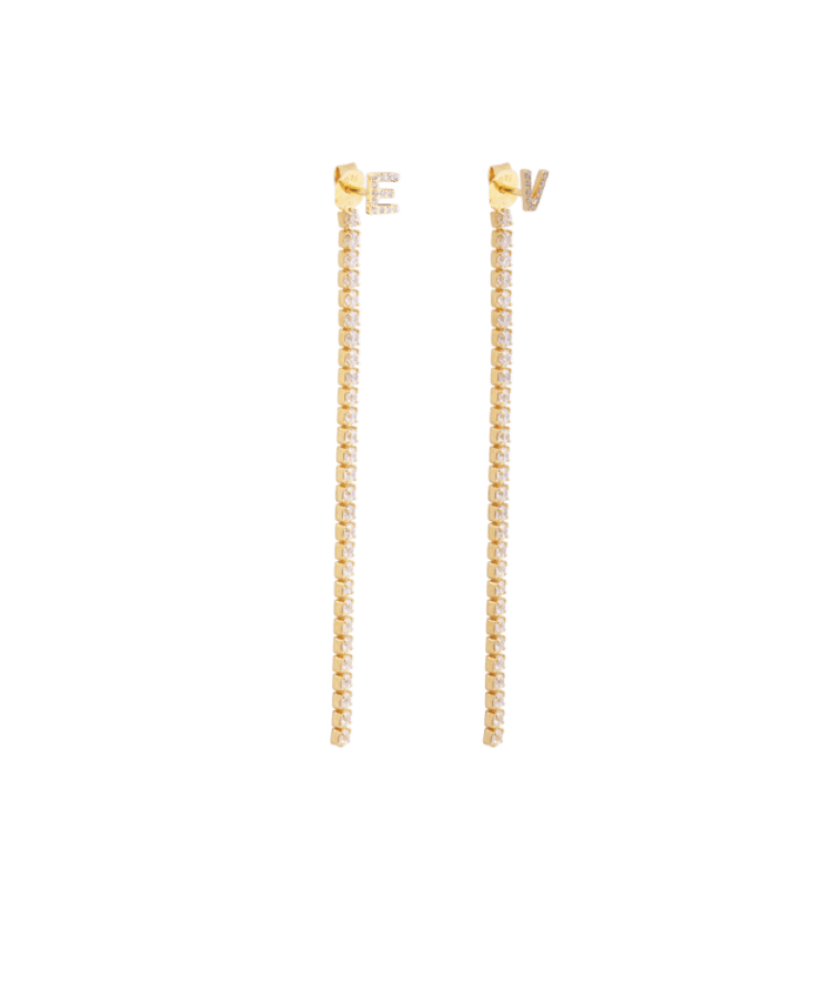 Double Lizzy Letter Tennis Earrings