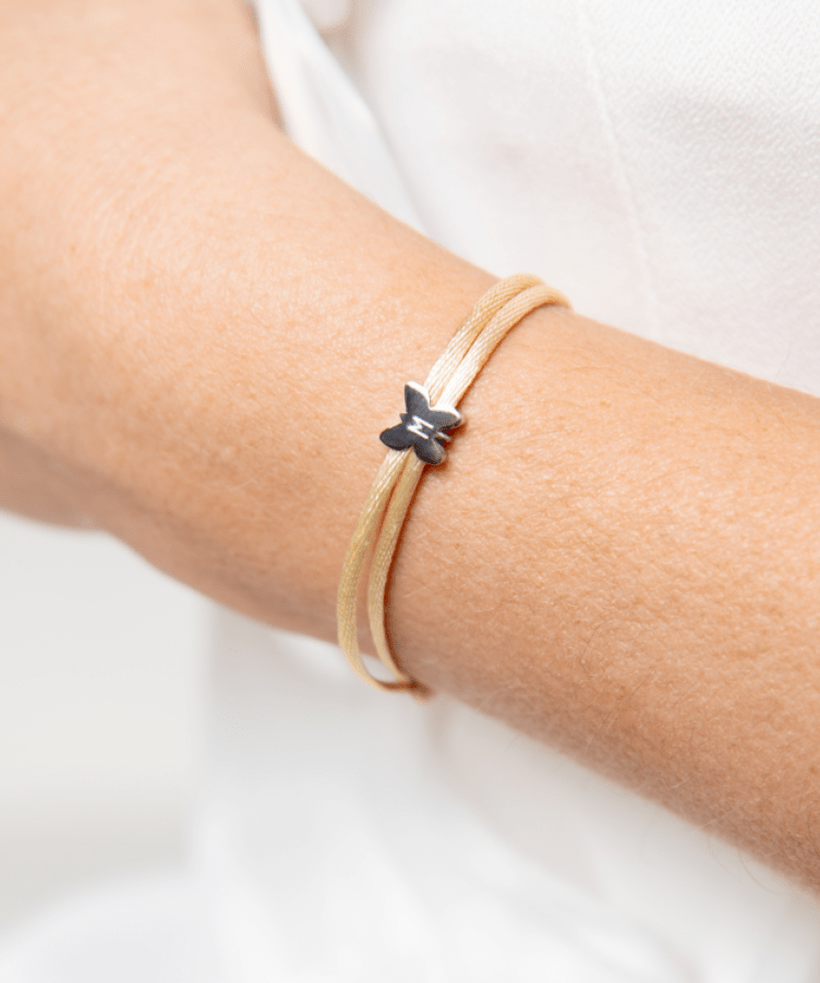 Initial Butterfly Cord Bracelet Set