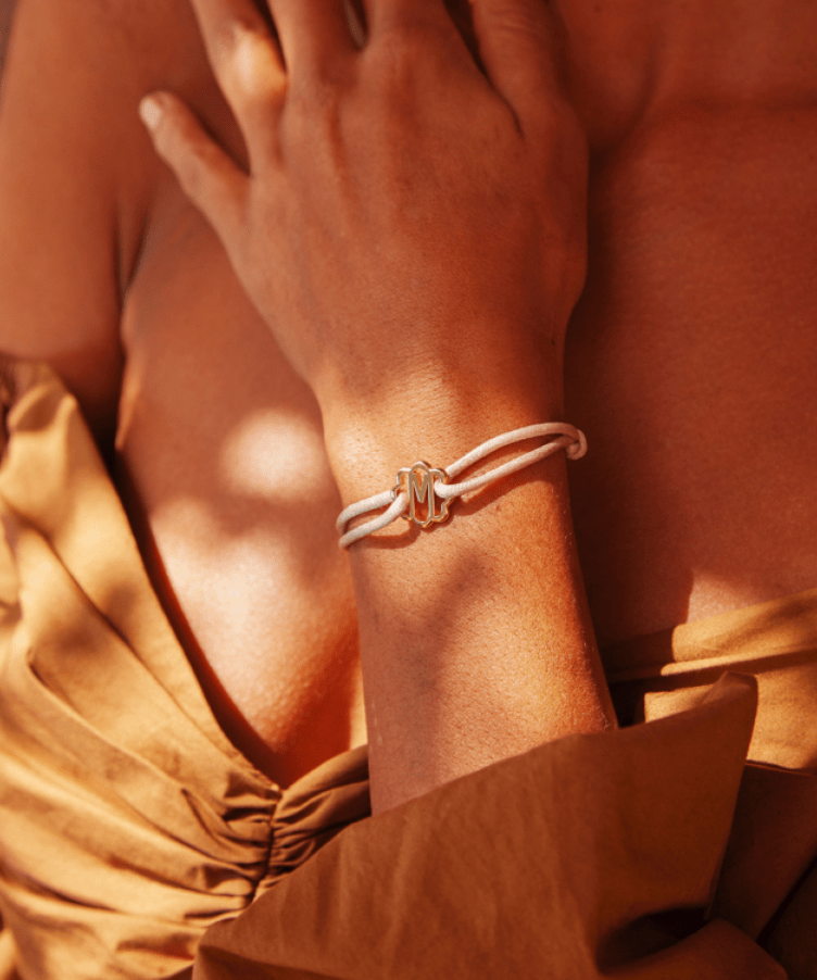 Rosette Initial Cord Armband