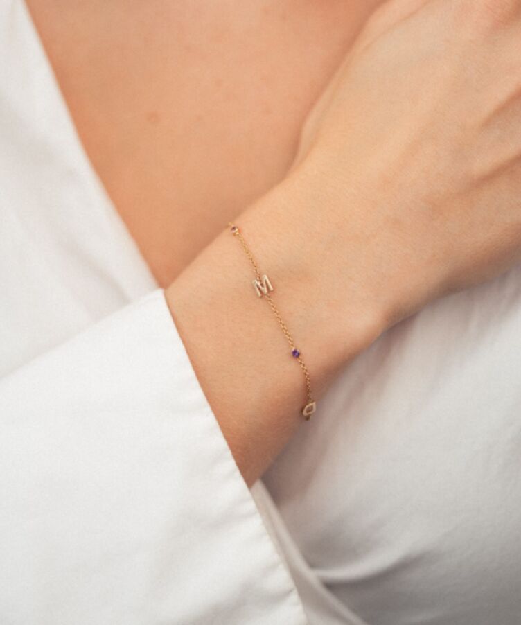 Letter + Birthstone Armband