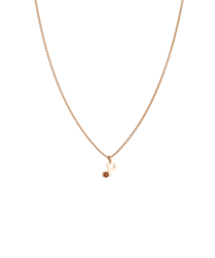 Single Letter + Birthstone Kette