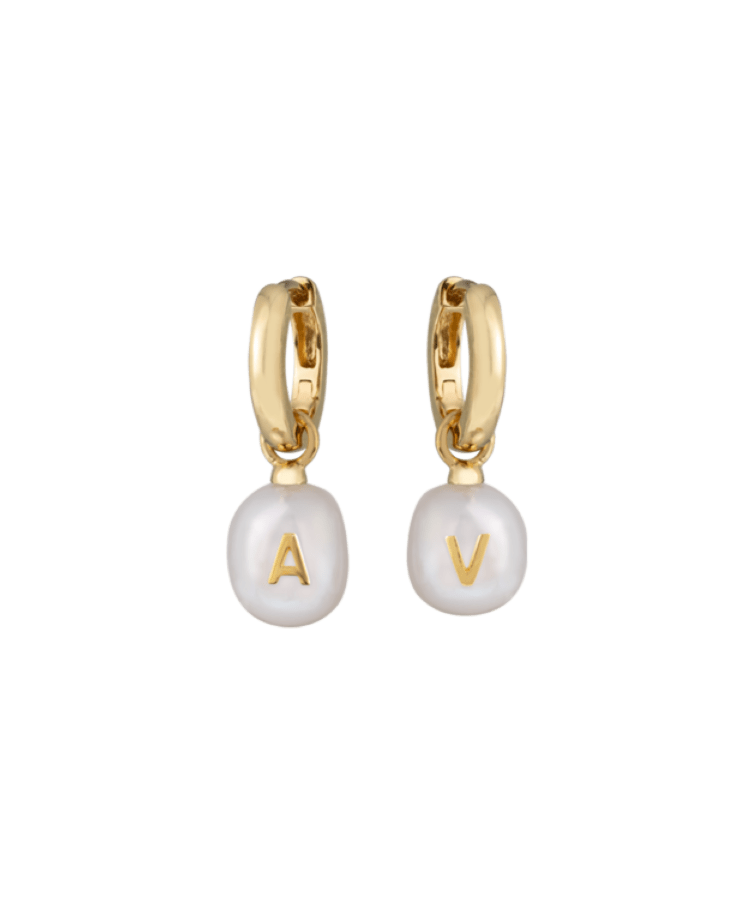 Grace Pearl Letter Earrings