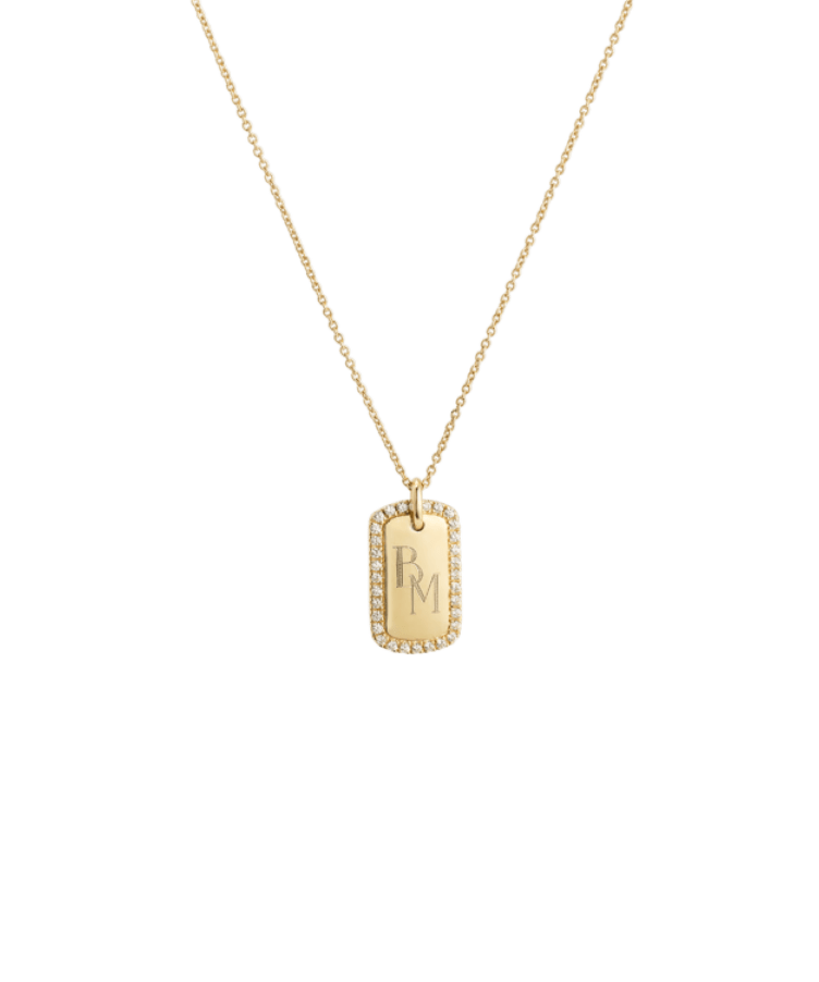 Pavé Monogram Tag Ketting Deluxe