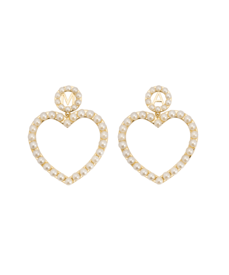 Pearl initial Heart Oorbellen