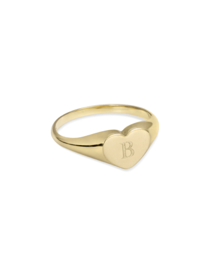 Initial Heart Signet Ring