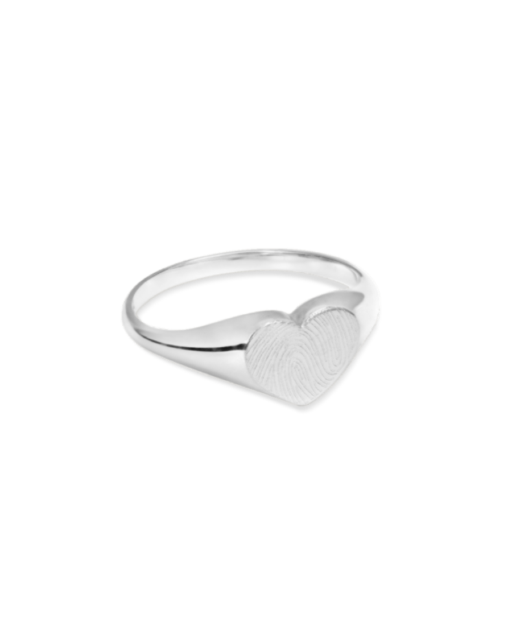 Fingerprint Heart Signet Ring