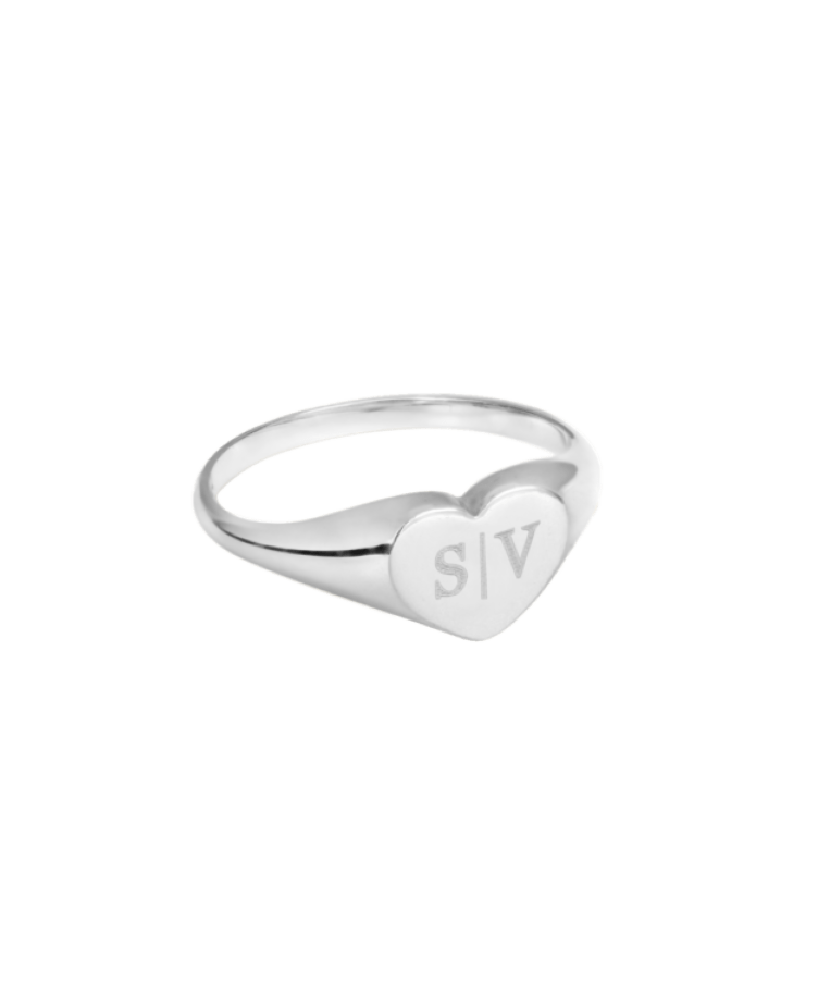 Initial Heart Signet Ring