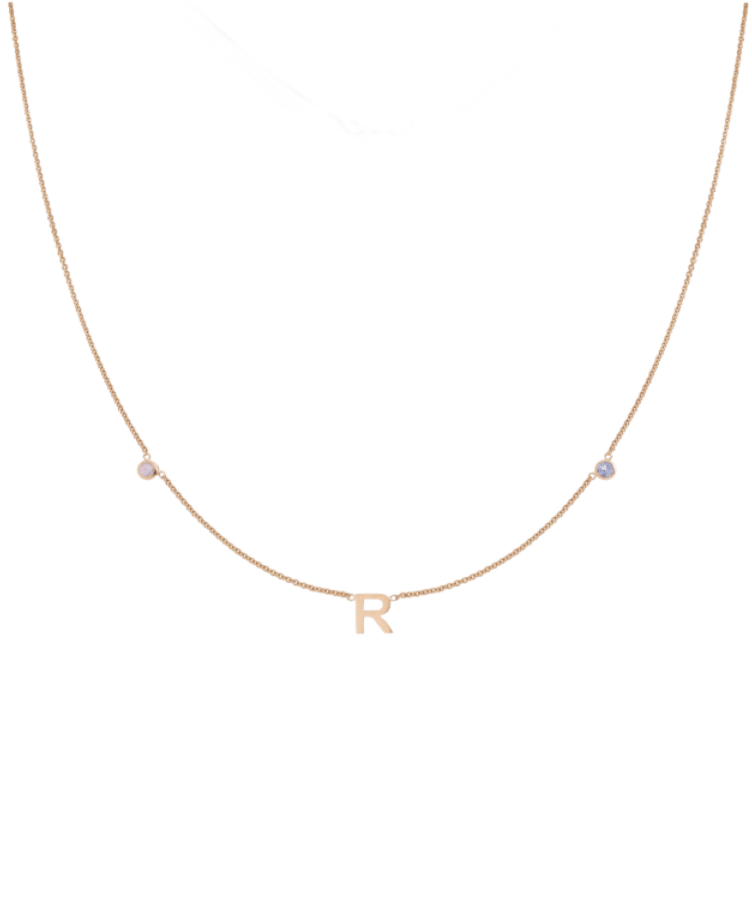 Kids Letter + Birthstone Necklace