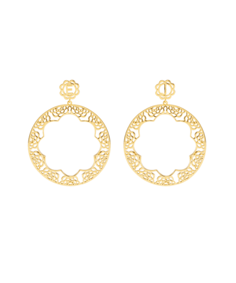 Rosette Initial Oorbellen