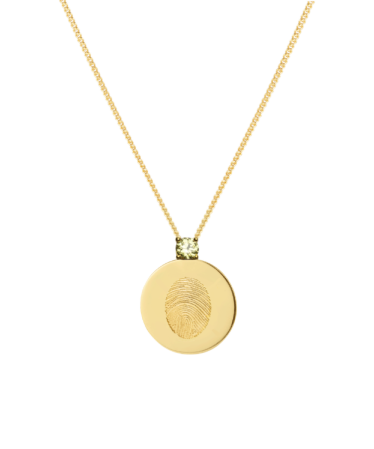 Birthstone Fingerprint Coin Necklace
