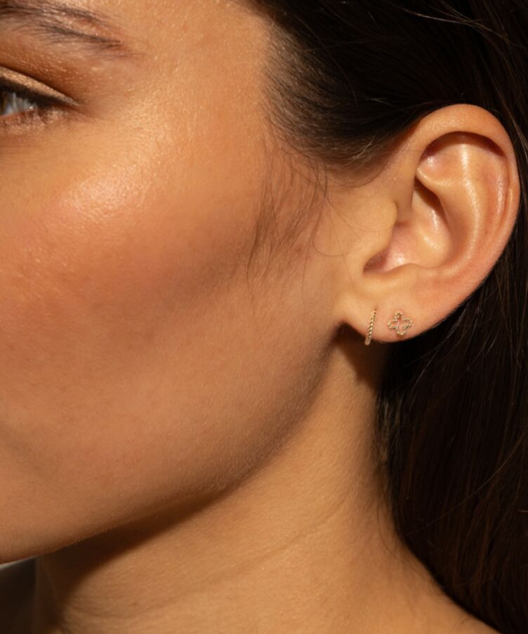 Massivgold Bubble Kleeblatt Ohrstecker