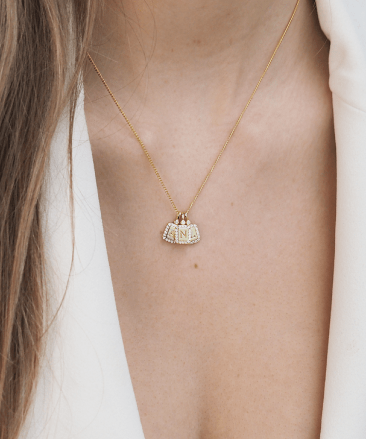 Tiny Pavé Initial Tag Necklace