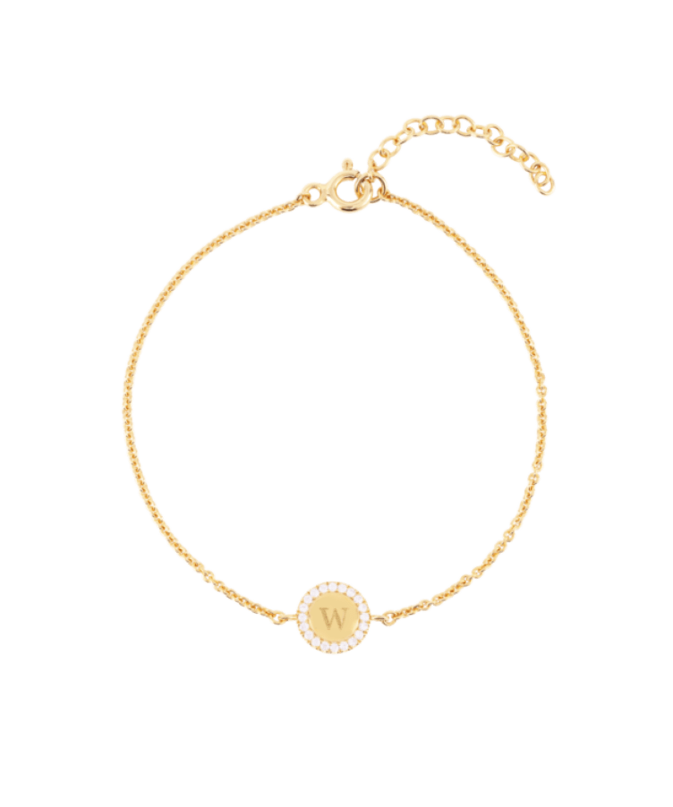 Tiny Pavé Initial Coin Bracelet