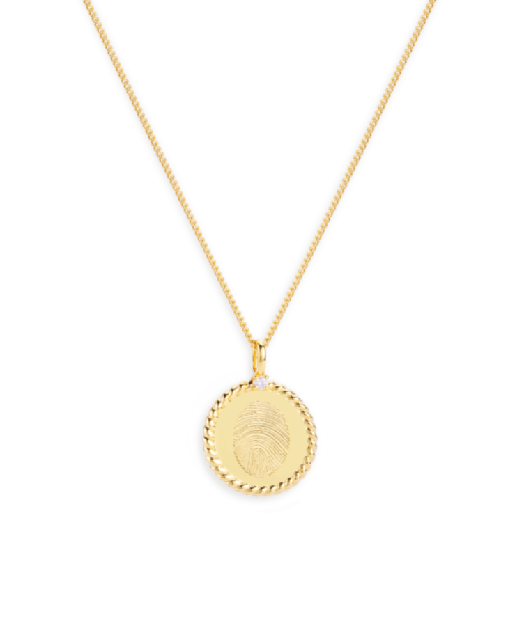 initial coin necklace gold