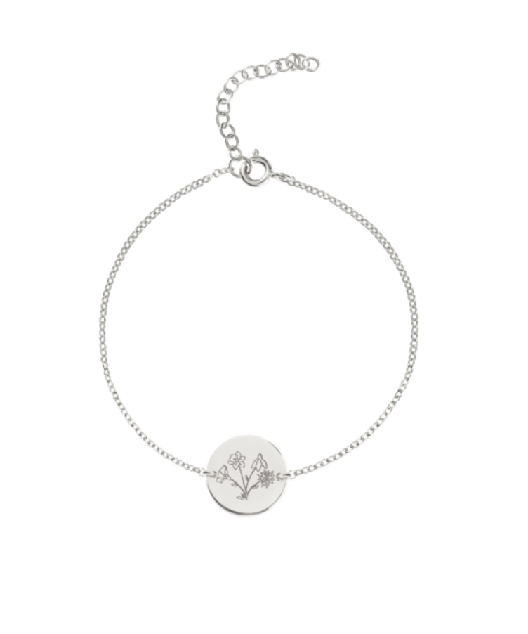 Family Birthflower Bouquet Coin Bracelet