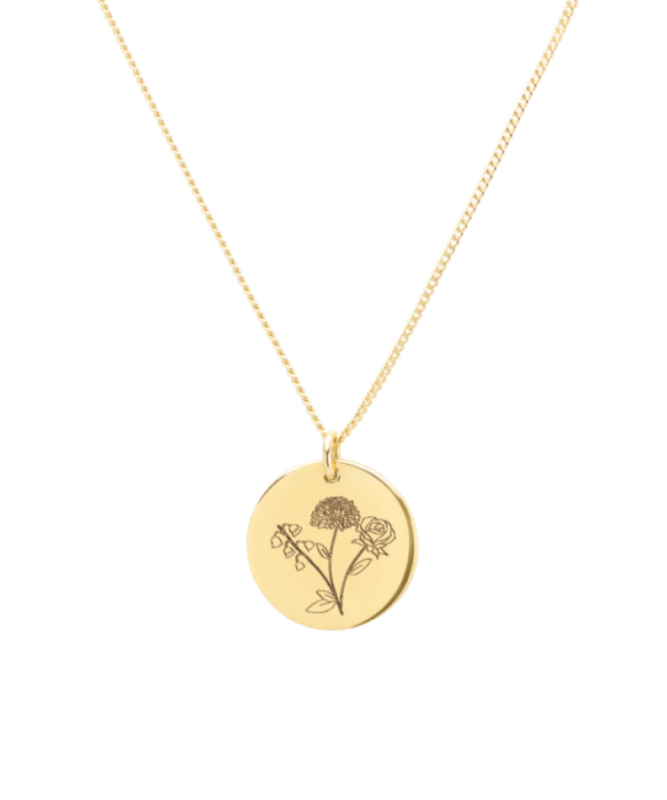 Family Birthflower Bouquet Coin Ketting