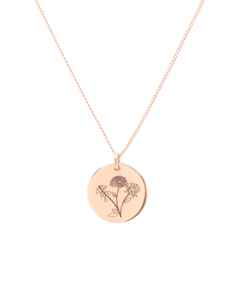 Family Birthflower Bouquet Coin Kette