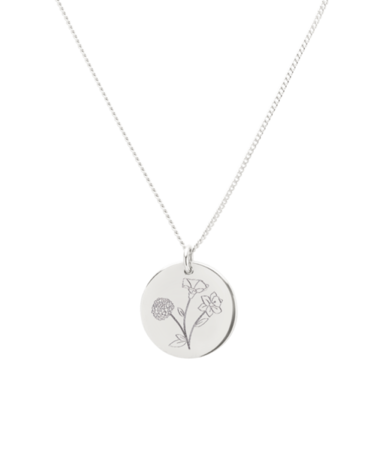 Family Birthflower Bouquet Coin Ketting