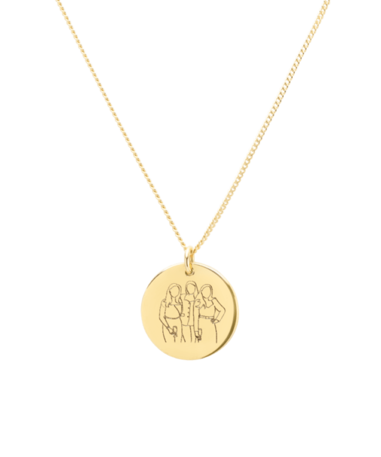 initial coin necklace goud