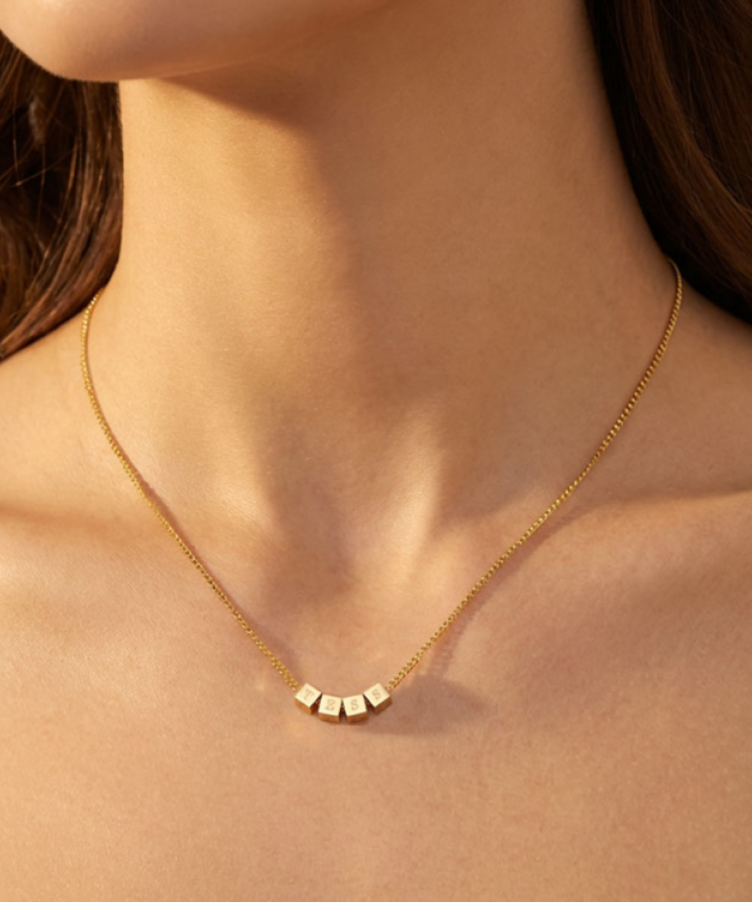 Tiny Cube Initial Necklace