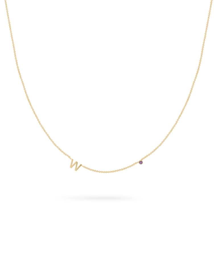 Kids Letter + Birthstone Kette