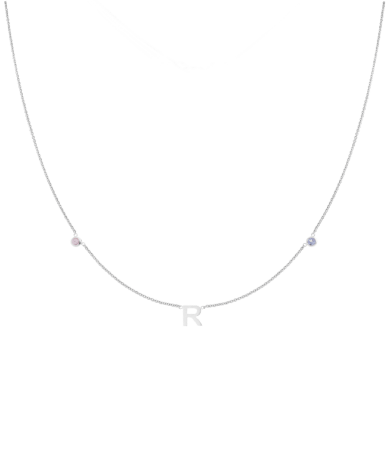 Kids Letter + Birthstone Kette