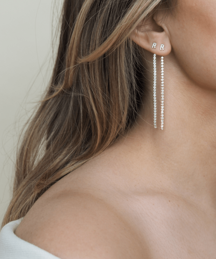 Double Lizzy Letter Tennis Earrings