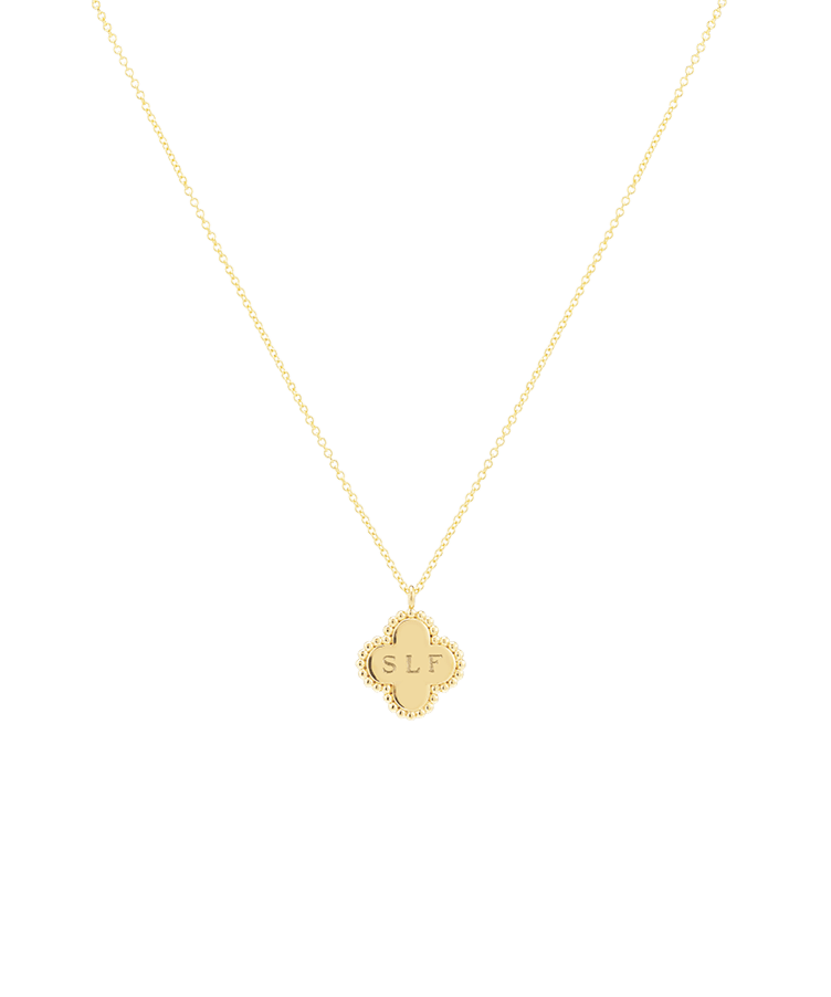 Bubble Initial Clover Necklace