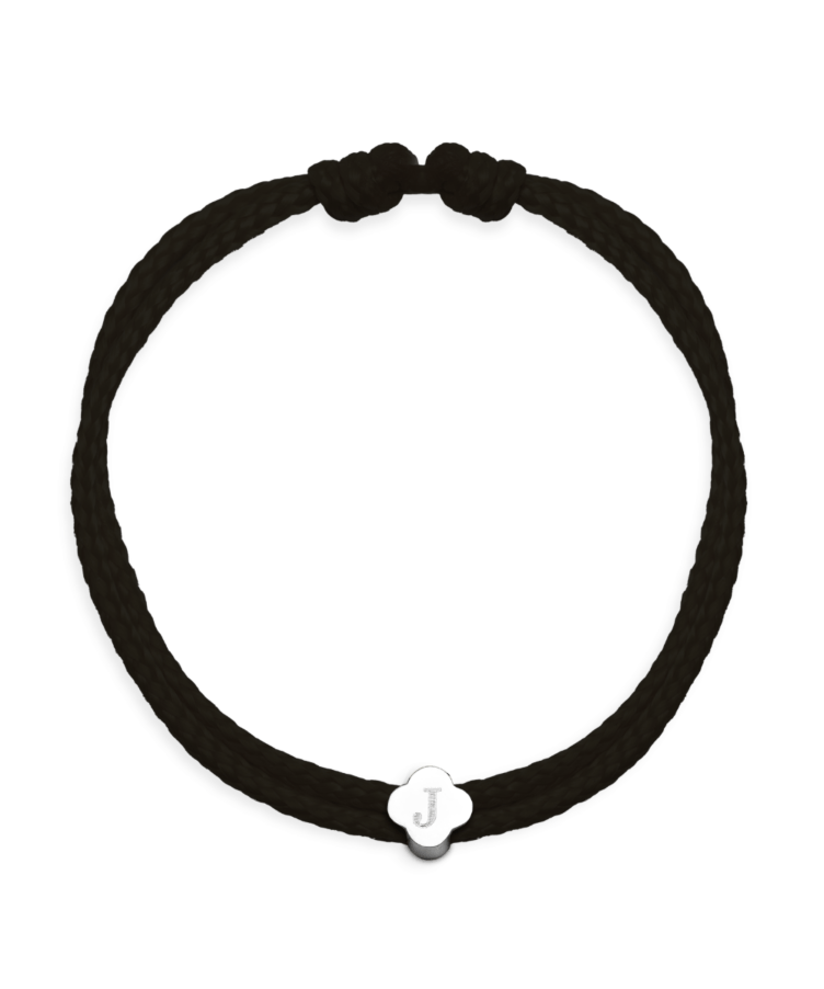 Men Lucky Clover Initial Cord Armband