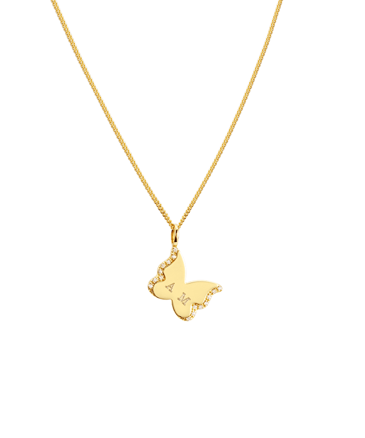 Butterfly Initial Coin Necklace