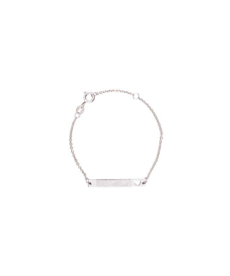 Kids Heart Fingerprint Bar Armband