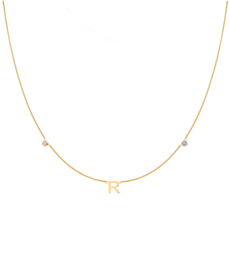 Letter + Birthstone Ketting
